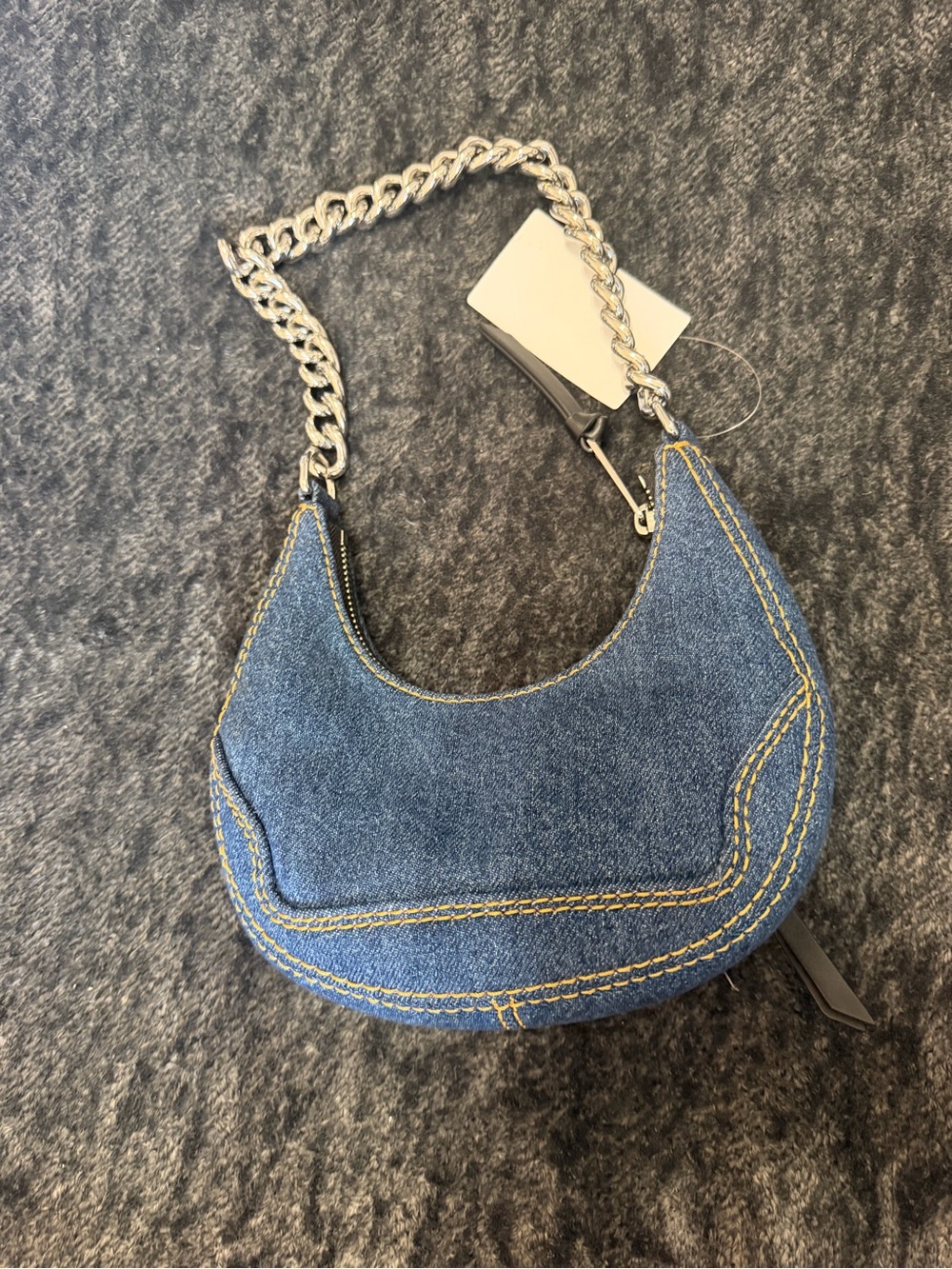 NWT Marc Jacobs Denim Crescent Shoulder Bag with Chain Strap - Picture 3 of 8